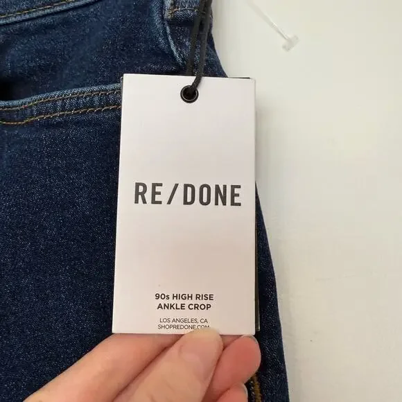 NWT NEW REDONE 90s High Rise Ankle Crop Jeans Dark Rinse Size 25